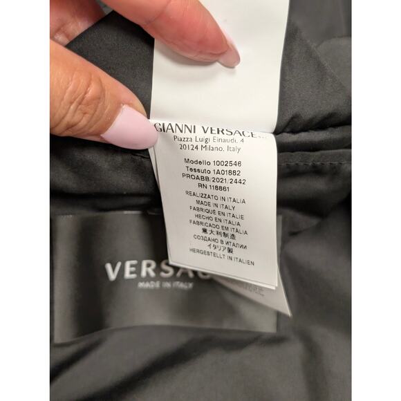 Versace Black Windbreak Bomber Leather Jacket Size Large - Picture 8 of 10